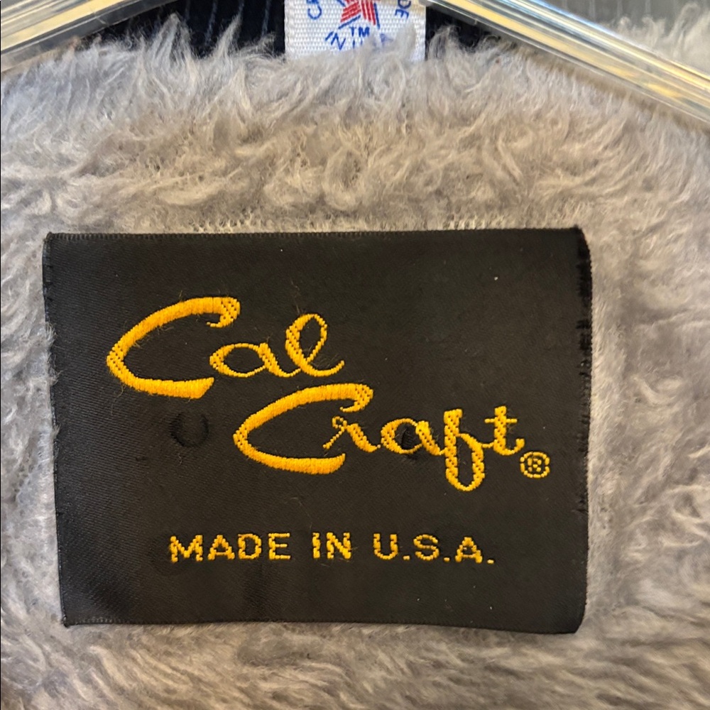 Vintage Cal Craft corduroy Bomber Black and Gold Label Jacket/Navy Blue - Picture 2 of 5